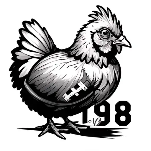 Little Chicken And Football Tattoo Also I Want Year Of My Birth 1998