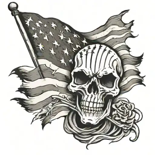 American Weathered Flag With Evil Skull