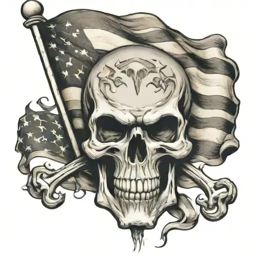 American Weathered Flag With Evil Skull