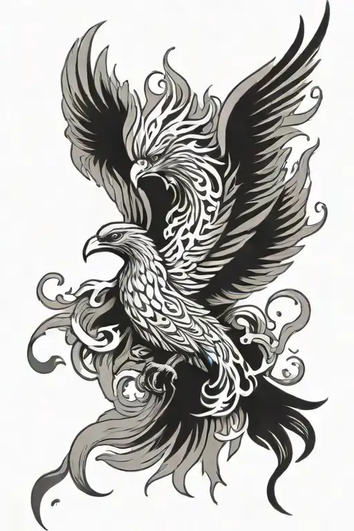 Phoenix Rising From Flames