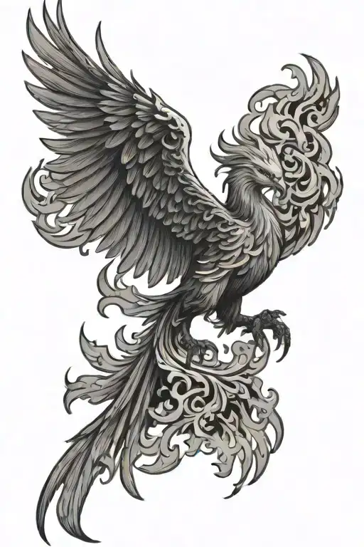 Phoenix Rising From Flames All