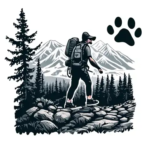 Hiking With Dog Paw Print