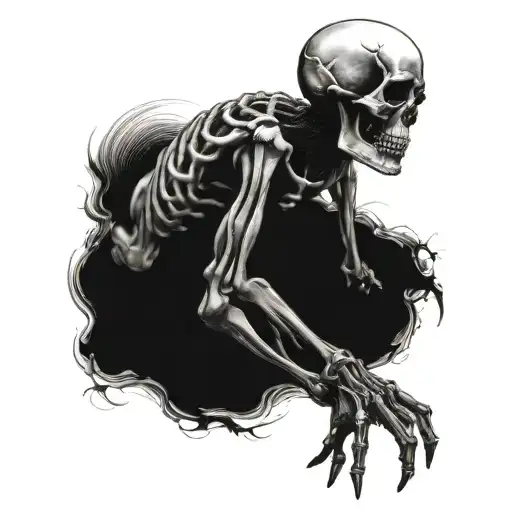 Memento Mori With Creation Of Adam Hands One Being A Skeleton