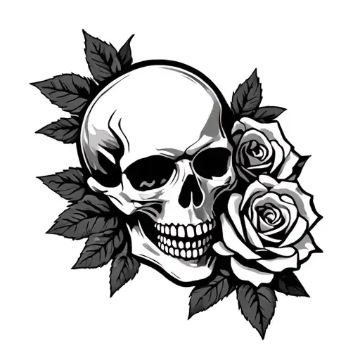 Skull And Roses Ice Hockey