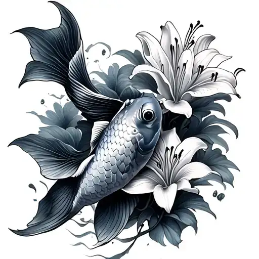 Koi Fish Memento Vivere Lillies Wrapping