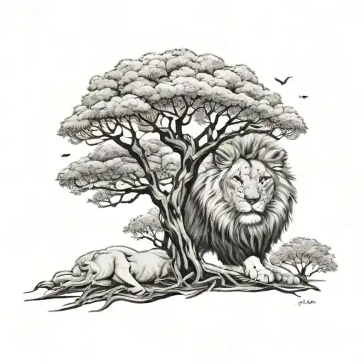 Trees And Lion