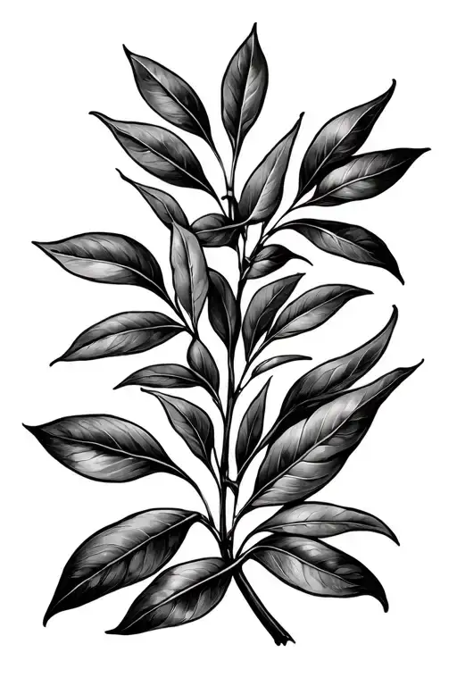 Olive Leaves In A Line