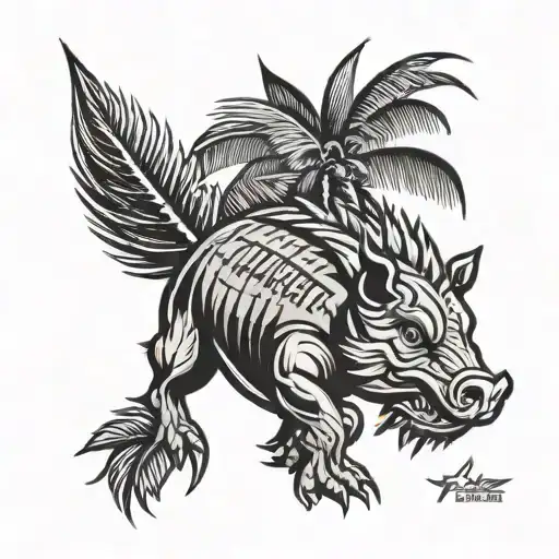 Palm Tree Razorbacks Logo