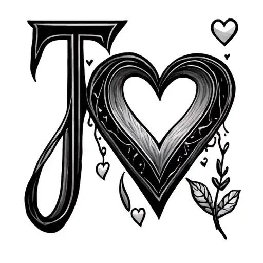 Letter T And V With Love Heart