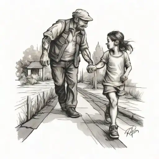 Fitting Dad Becomes Dauther Walking A Path