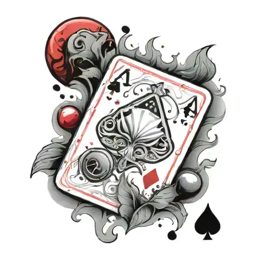 Poker Card With Blood Red Moon