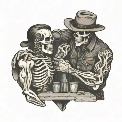Old Western Skelton Arm Wrestling