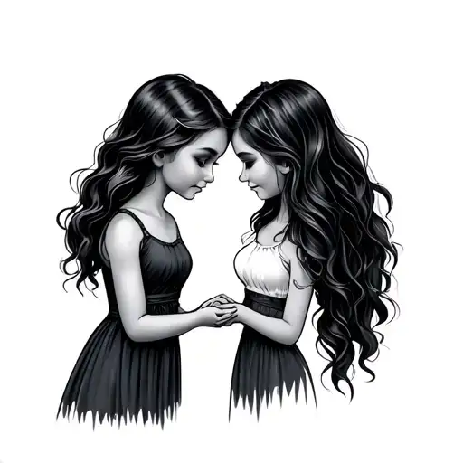 2 Daughters And Mother Holding Hands