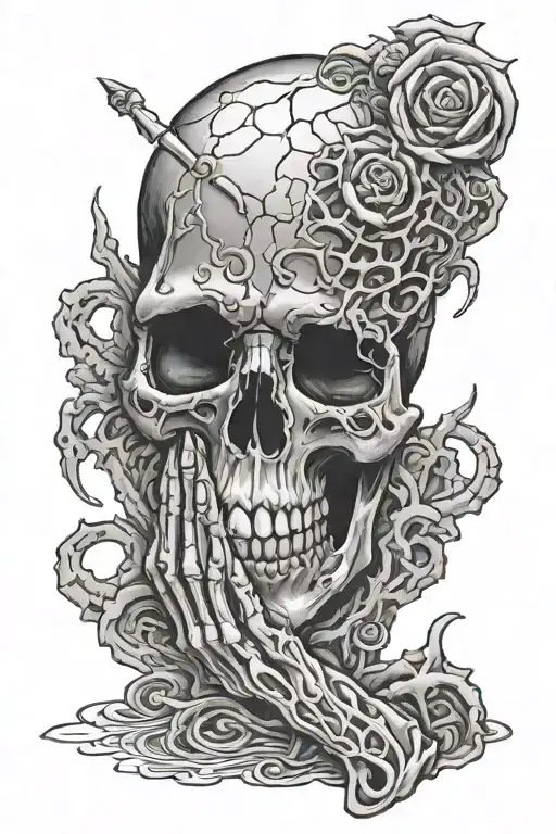 Death Skeleton Hand Praying Illuminate Eye