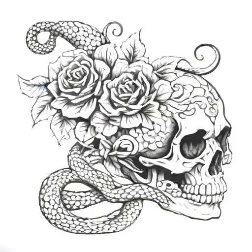 Skull Flowers Snake