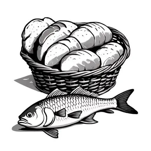5 Loaves Of Bread And 2 Fish In A Basket