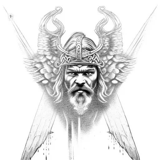 A Viking Ship Sailing Through Stormy Seas With A Fallen Angel Figurehead