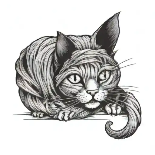 Cat With A Ball Of Yarn