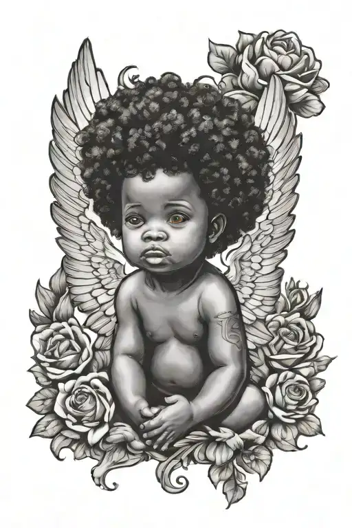 Afro Latin Querubin Baby Angel Boy