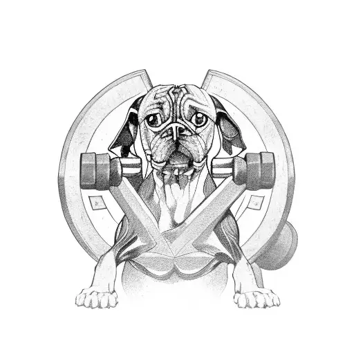 A Muscular Dog Lifting Weights In A Gym Setting