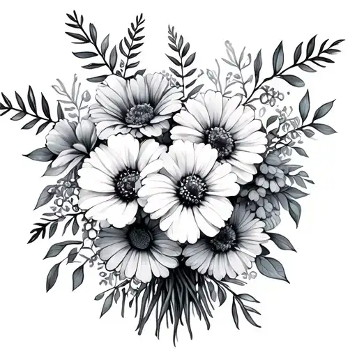 Fine Line Bouquet With March And April Birth Flowers