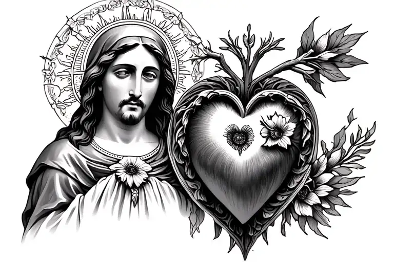 Mary And Jesus And Sacred Heart Where My Heart Is