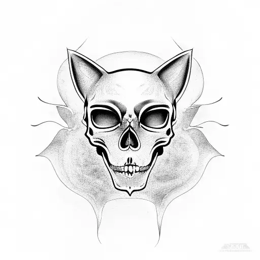 Cat Skull With Grim Reaper