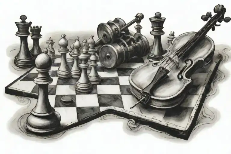 Chess Board With Violin