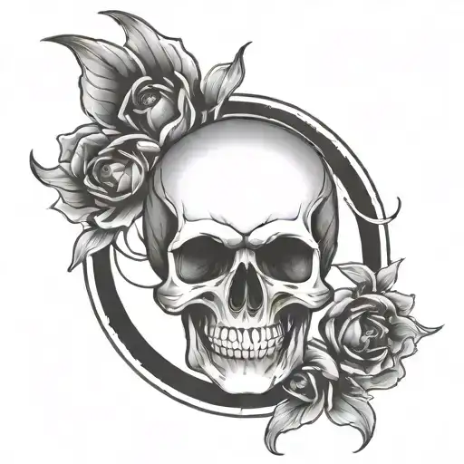 Skull Centered Inside Circle