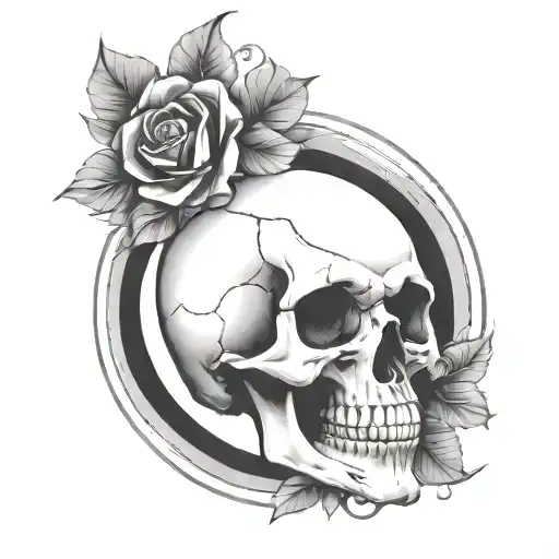Skull Centered Inside Circle No Flowers