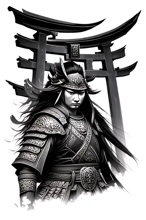 Shinto Gate And Warrior