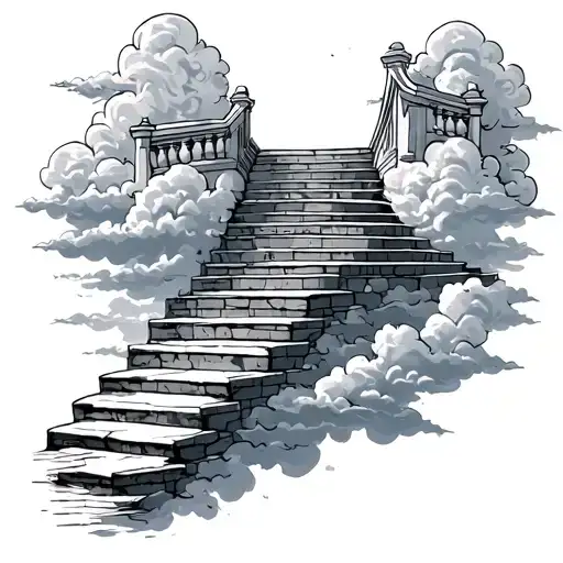 Stairs To Heaven With Clouds
