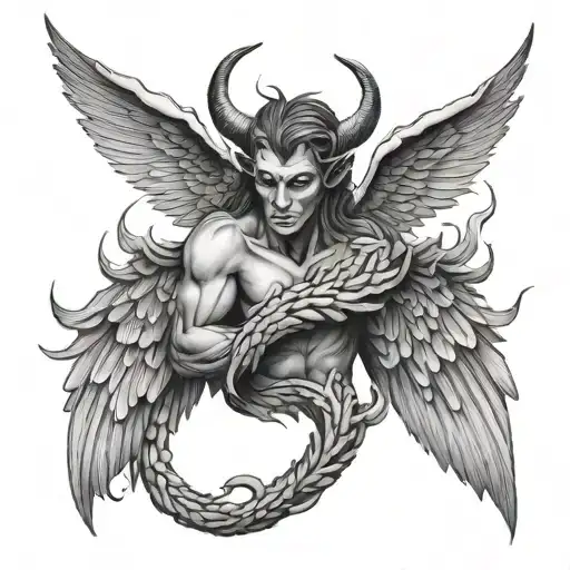 Devil An Angel Wings Wrapped