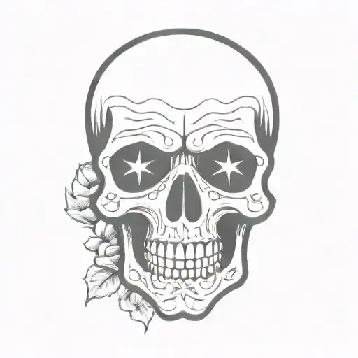 Skull Cartoon Simple Outline
