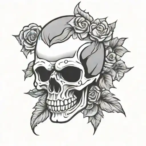 Skull Cartoon Simple Outline