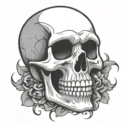 Skull Cartoon Simple Outline