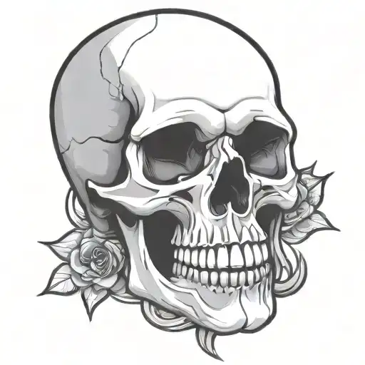 Skull Cartoon Simple Outline Comic Book Style