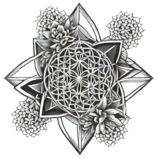 8 Pointed Star And Flower Of Life
