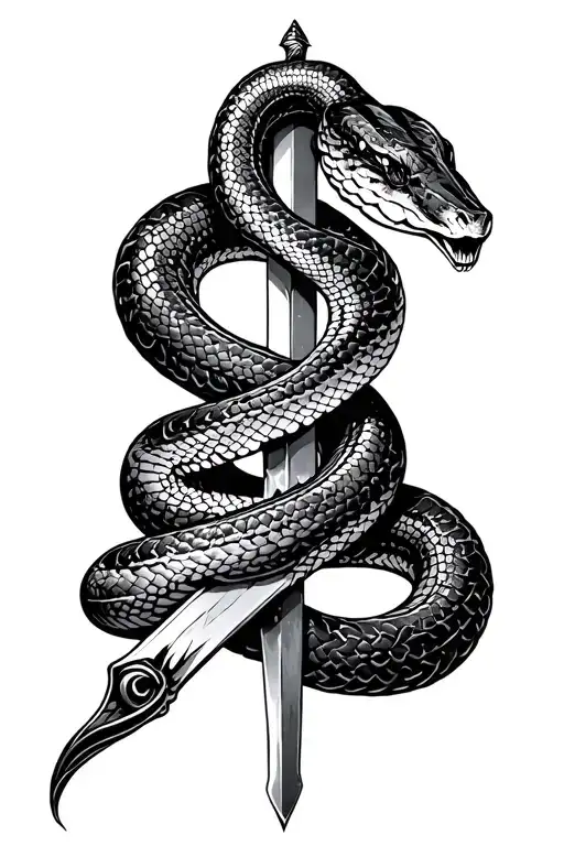 Snake Wrapped Around Broken Sword