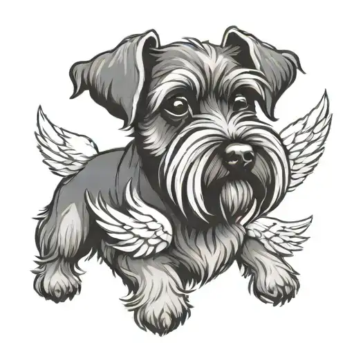 Schnauzer With Angel Wings