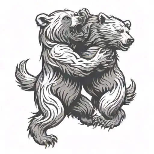 Two Bear In Fury Fighting Each Other