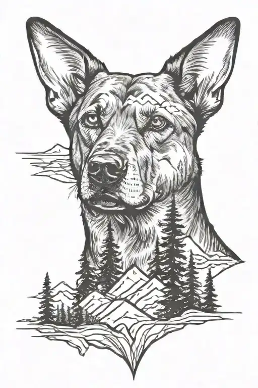 Dog In Trees And Mountains