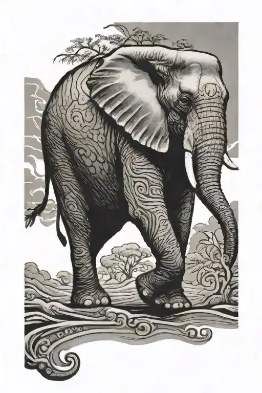 Elephant With Elephant Foot Print