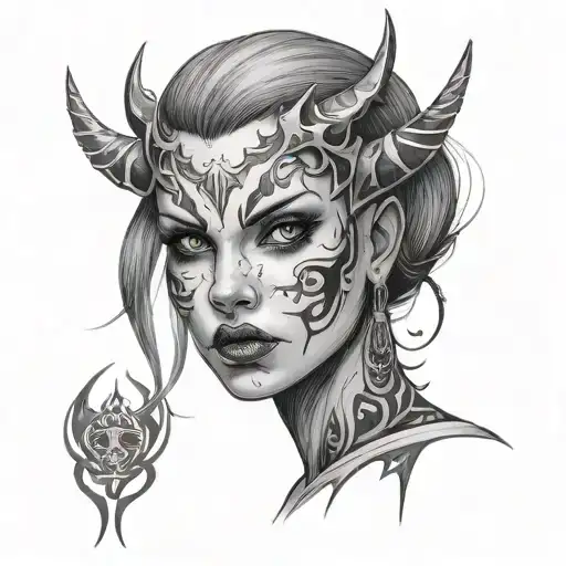 Girl Face Broken Devil