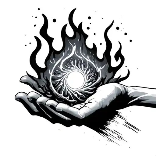 Infinty Spyral On Fire In A Hand Holding