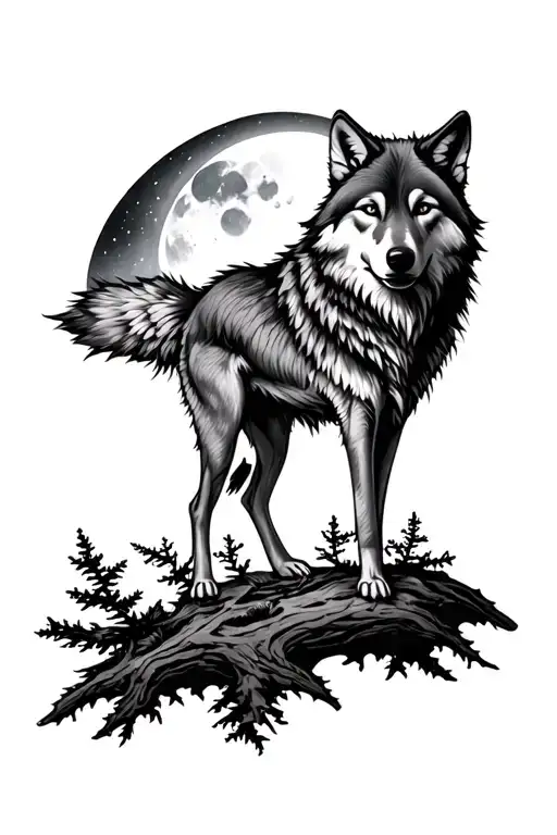 Forest Wolf Cerf Lune