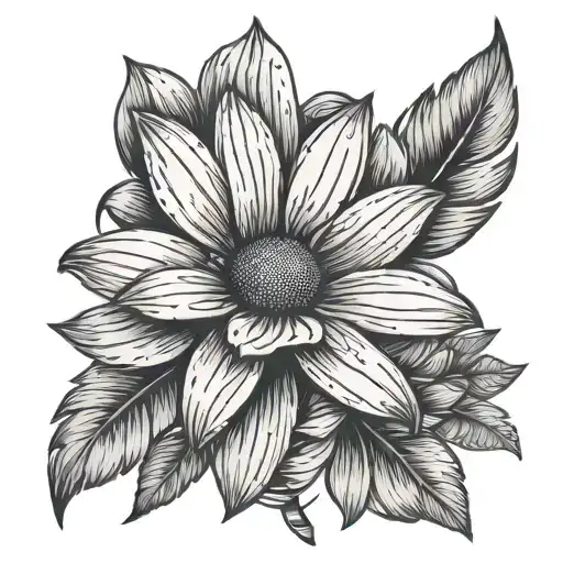 Minimalist Daisy With Stem And 14 Petals