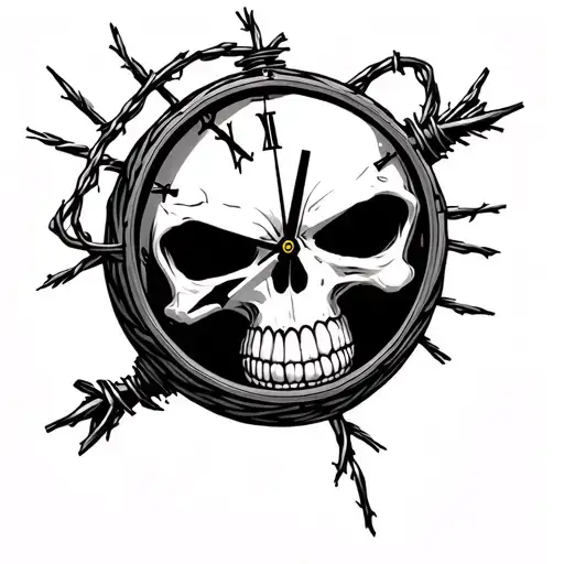 Skull Barb Wire Clock