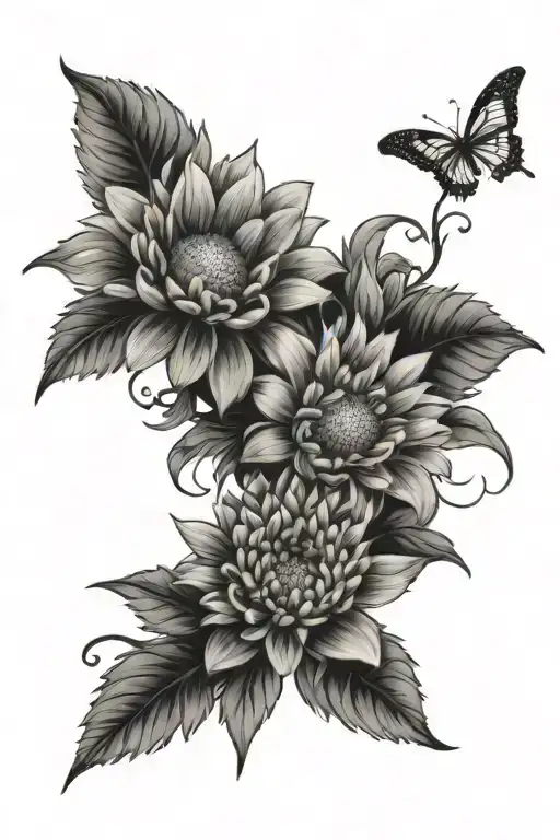 Daisy And Chrysanthemum Tangled Together