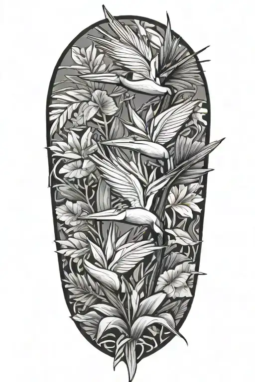 Rocks With Bird Of Paradise Flower